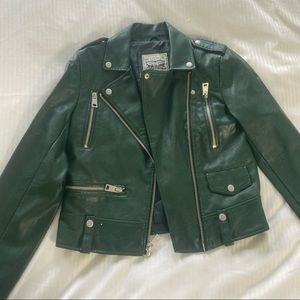 levi’s deep green leather jacket